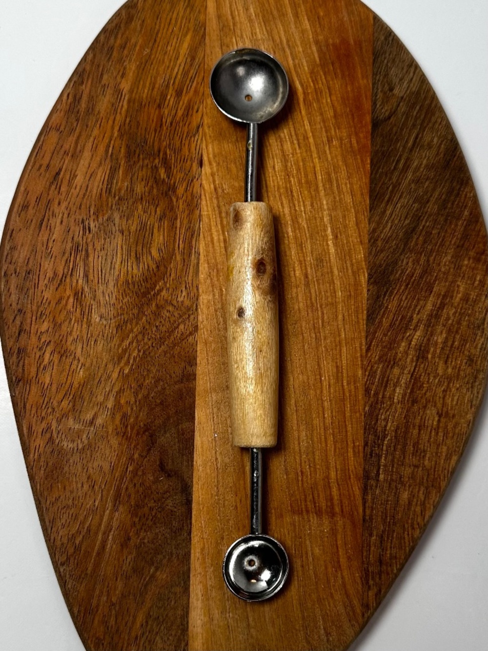 Vintage Double Ended Melon Baller Wood Handle Kitchen Utensil